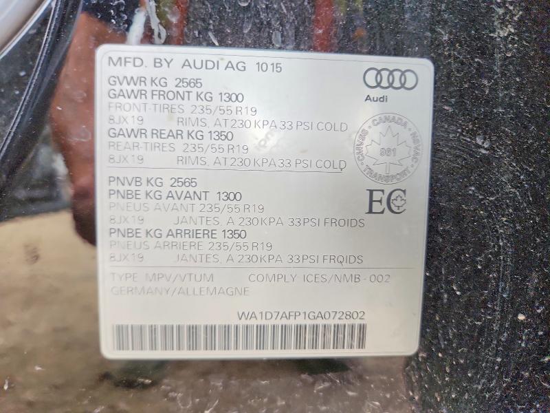 2016 Audi Q5 მანქანა იყიდება აუქციონზე, vin: WA1D7AFP1GA072802, აუქციონის ნომერი: 60791016