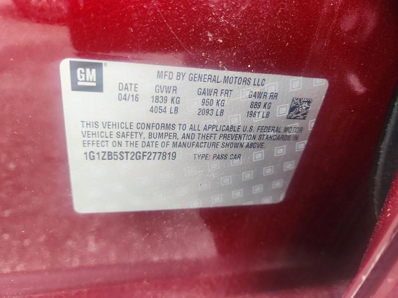 Aukcja sprzedaży 2016 Chevrolet Malibu, vin: 1G1ZB5ST2GF277819, numer aukcji: 59643886