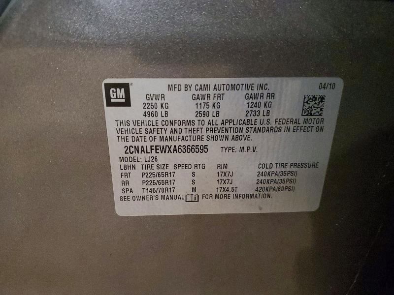 Продаж на аукціоні авто 2010 Chevrolet Equinox, vin: 2CNALFEWXA6366595, номер лоту: 60211526