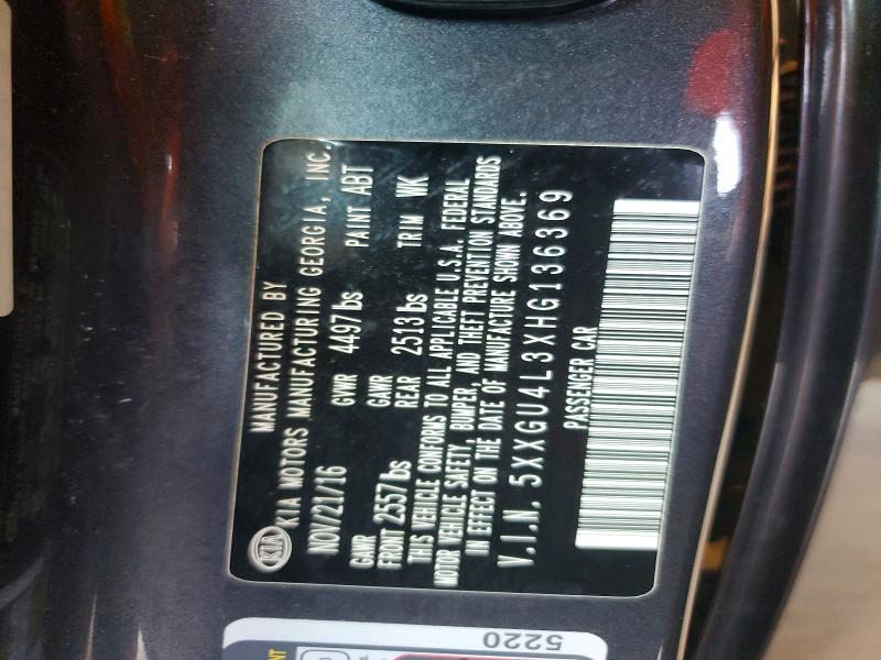 60470046 :رقم المزاد ، 5XXGU4L3XHG136369 vin ، 2017 Kia Optima مزاد بيع