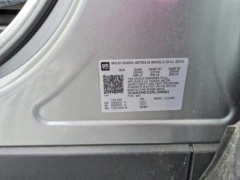 Продажа на аукционе авто 2024 Chevrolet Equinox, vin: 3GNAXHEG2RL346661, номер лота: 61899646