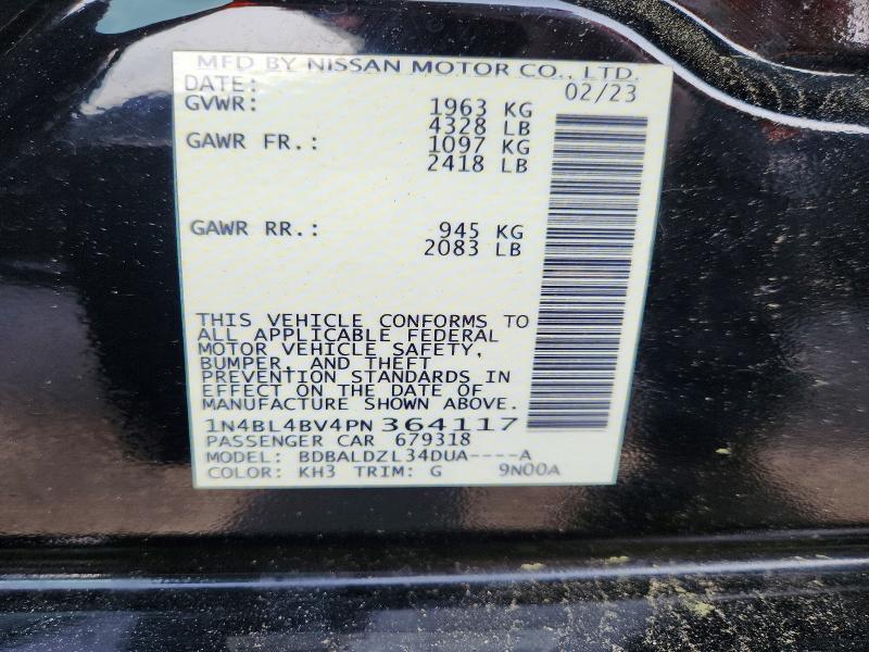 Продаж на аукціоні авто 2023 Nissan Altima, vin: 1N4BL4BV4PN364117, номер лоту: 62155826