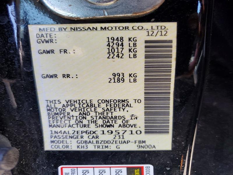 Продажа на аукционе авто 2013 Nissan Altima, vin: 1N4AL2EP6DC195710, номер лота: 62300046