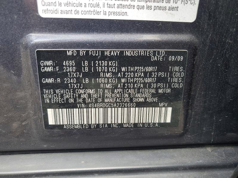Продажа на аукционе авто 2010 Subaru Outback, vin: 4S4BRDGC5A2326660, номер лота: 62387946
