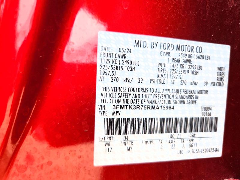 2024 Ford Mustang Mach-e მანქანა იყიდება აუქციონზე, vin: 3FMTK3R75RMA15964, აუქციონის ნომერი: 60250066