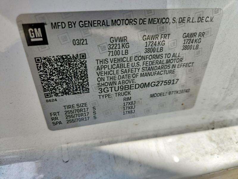 Продажа на аукционе авто 2021 Gmc Sierra, vin: 3GTU9BED0MG275917, номер лота: 61859206