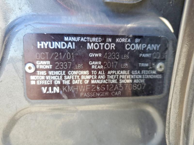 62471586 :رقم المزاد ، KMHWF25S12A570807 vin ، 2002 Hyundai Sonata مزاد بيع