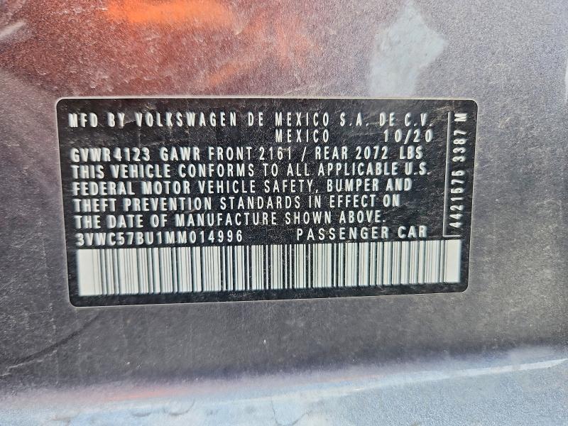 Aukcja sprzedaży 2021 Volkswagen Jetta, vin: 3VWC57BU1MM014996, numer aukcji: 60446266
