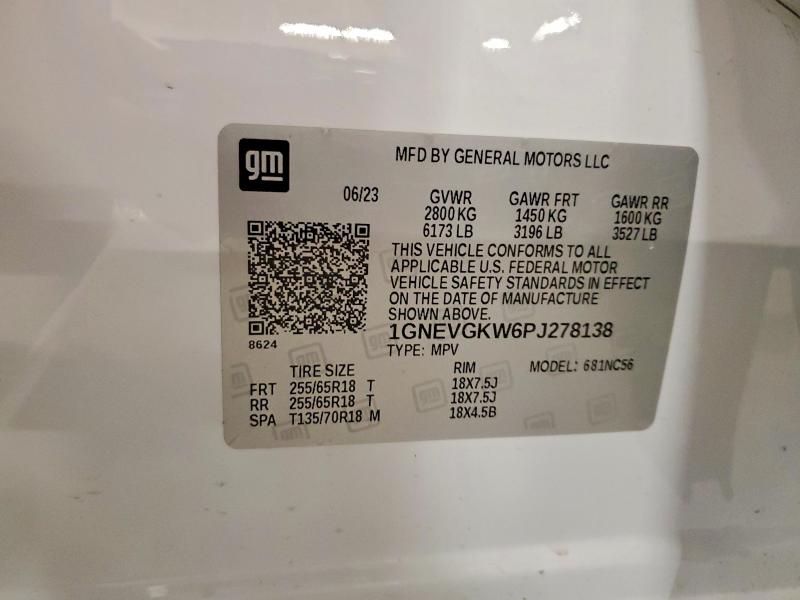 Продажа на аукционе авто 2023 Chevrolet Traverse, vin: 1GNEVGKW6PJ278138, номер лота: 59835536