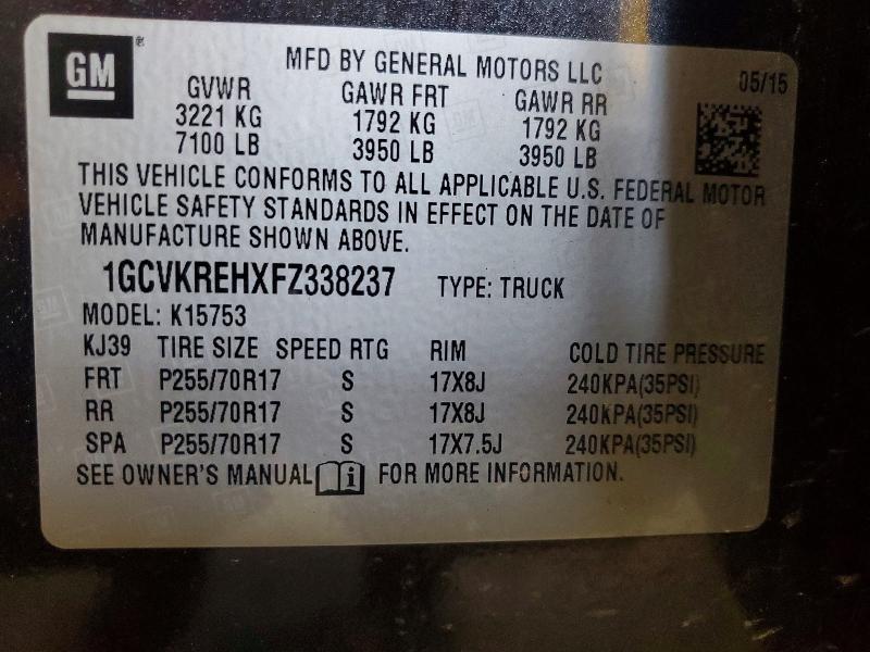Продажа на аукционе авто 2015 Chevrolet Silverado, vin: 1GCVKREHXFZ338237, номер лота: 60547756