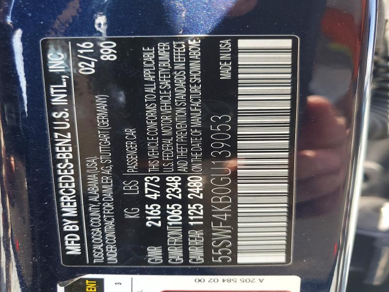 Aukcja sprzedaży 2016 Mercedes-benz C, vin: 55SWF4KB0GU139053, numer aukcji: 62511026
