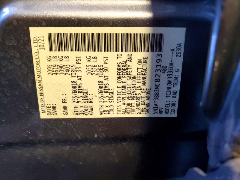 2021 Nissan Rogue მანქანა იყიდება აუქციონზე, vin: 5N1AT3BB3MC823193, აუქციონის ნომერი: 59537106