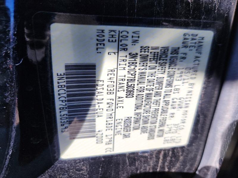 2011 Nissan Versa მანქანა იყიდება აუქციონზე, vin: 3N1BC1CP7BL503693, აუქციონის ნომერი: 59668486