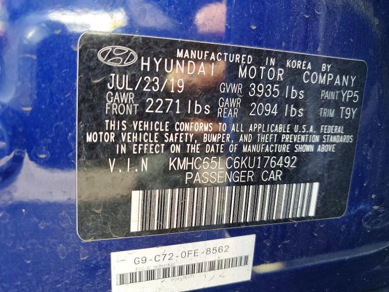 Aukcja sprzedaży 2019 Hyundai Ioniq, vin: KMHC65LC6KU176492, numer aukcji: 59830976