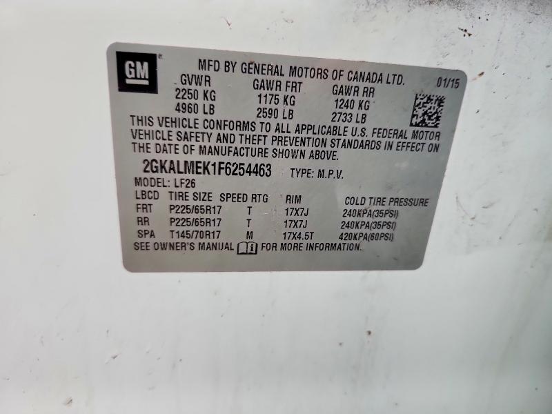 Aukcja sprzedaży 2015 Gmc Terrain, vin: 2GKALMEK1F6254463, numer aukcji: 62408676
