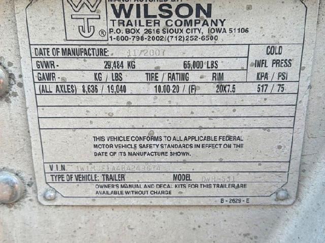 65225986 :رقم المزاد ، 1W1MCF1A48A249674 vin ، 2008 Wilson Trailer Co. Wilson Trailer Co. مزاد بيع