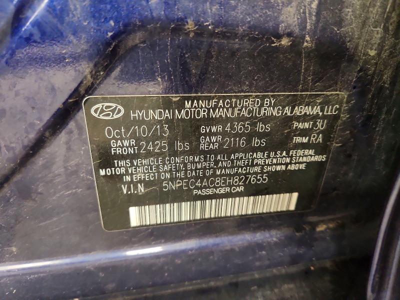 59089256 :رقم المزاد ، 5NPEC4AC8EH827655 vin ، 2014 Hyundai Sonata مزاد بيع