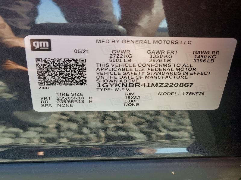 63256526 :رقم المزاد ، 1GYKNBR41MZ220867 vin ، 2021 Cadillac Xt5 مزاد بيع