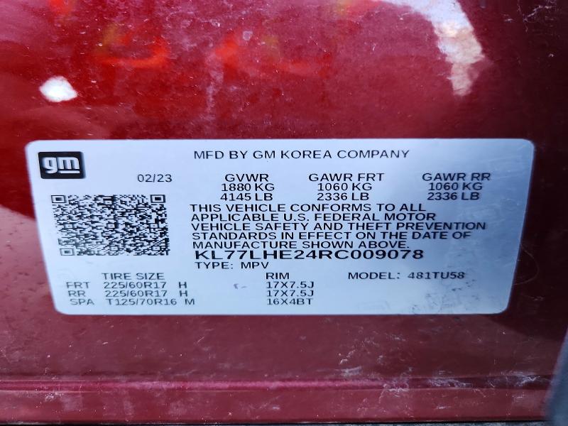 Aukcja sprzedaży 2024 Chevrolet Trax, vin: KL77LHE24RC009078, numer aukcji: 85461145