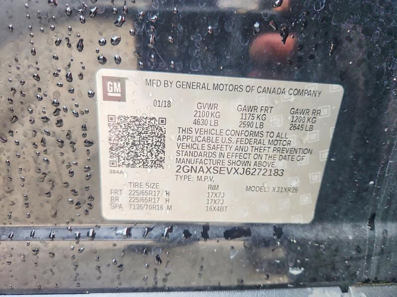 Продаж на аукціоні авто 2018 Chevrolet Equinox, vin: 2GNAXSEVXJ6272183, номер лоту: 59638346