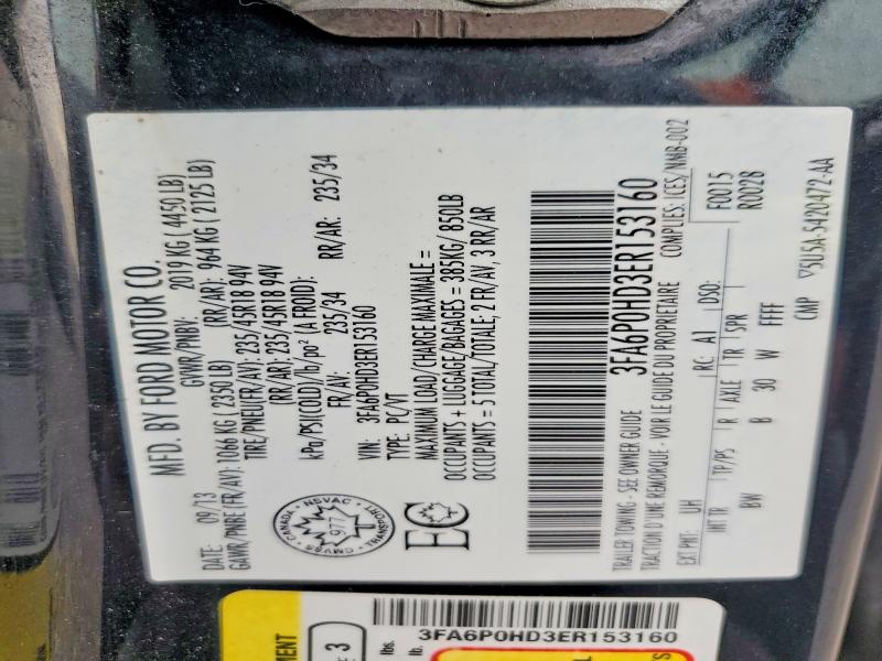 Продажа на аукционе авто 2014 Ford Fusion, vin: 3FA6P0HD3ER153160, номер лота: 58908686
