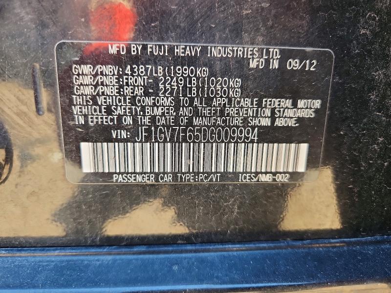 Aukcja sprzedaży 2013 Subaru Impreza, vin: JF1GV7F65DG009994, numer aukcji: 59403996
