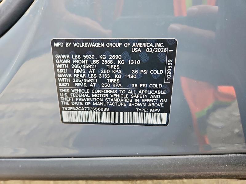 62618006 :رقم المزاد ، 1V2FN2CA7TC556688 vin ، 2026 Volkswagen Atlas مزاد بيع
