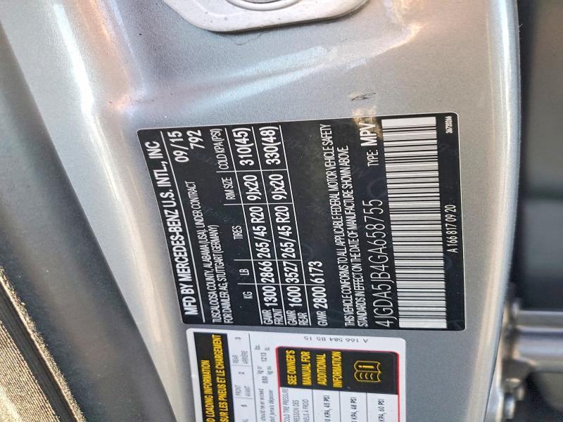 61382316 :رقم المزاد ، 4JGDA5JB4GA658755 vin ، 2016 Mercedes-benz Gle مزاد بيع