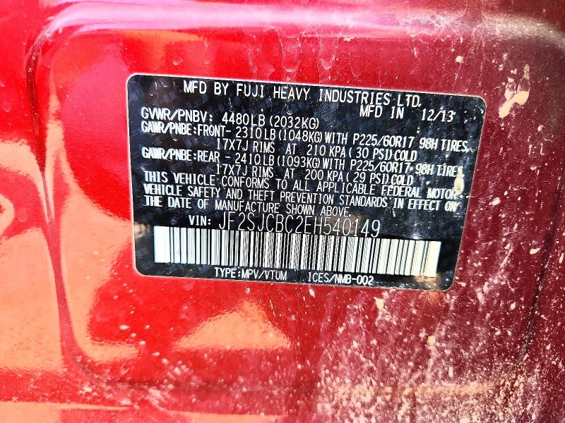 58990426 :رقم المزاد ، JF2SJCBC2EH540149 vin ، 2014 Subaru Forester مزاد بيع