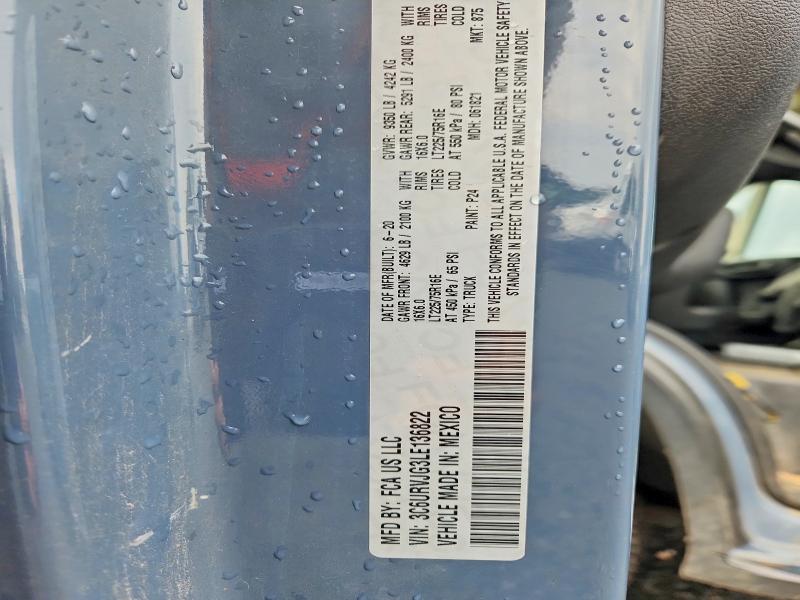 59809666 :رقم المزاد ، 3C6URVJG3LE136822 vin ، 2020 Ram Promaster 3500 مزاد بيع