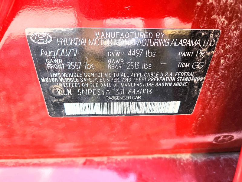 Продажа на аукционе авто 2018 Hyundai Sonata, vin: 5NPE34AF3JH643003, номер лота: 60506876