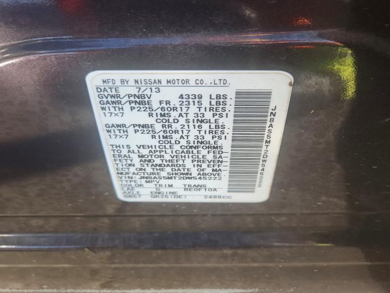 Aukcja sprzedaży 2013 Nissan Rogue, vin: JN8AS5MT2DW545222, numer aukcji: 60157006