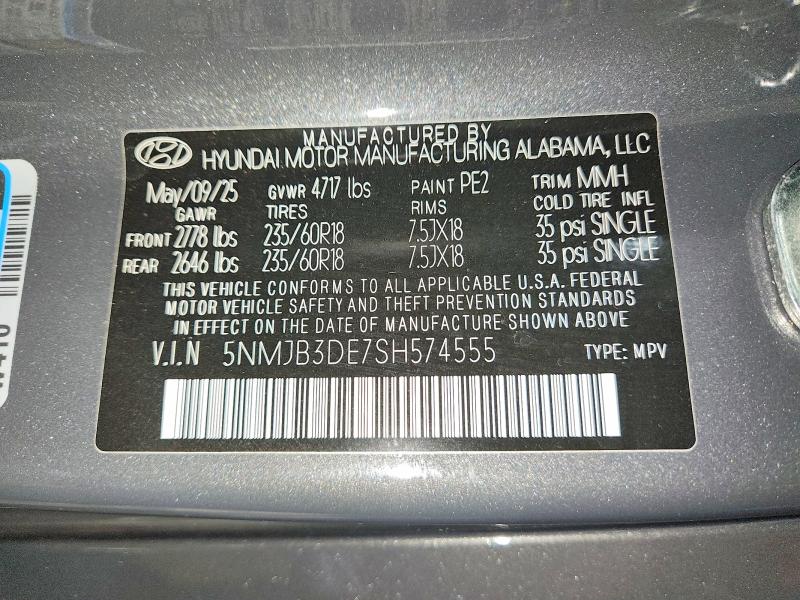 Продаж на аукціоні авто 2025 Hyundai Tucson, vin: 5NMJB3DE7SH574555, номер лоту: 62565246