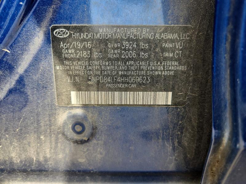 62402056 :رقم المزاد ، 5NPD84LF4HH060623 vin ، 2017 Hyundai Elantra مزاد بيع