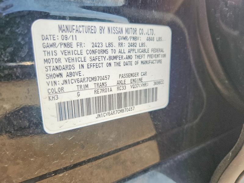 Aukcja sprzedaży 2012 Infiniti G37 Sedan, vin: JN1CV6AR7CM970457, numer aukcji: 60716026