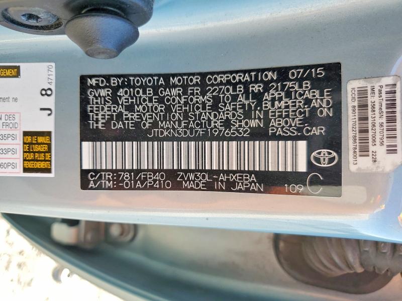 Продажа на аукционе авто 2015 Toyota Prius, vin: JTDKN3DU7F1976532, номер лота: 62649556