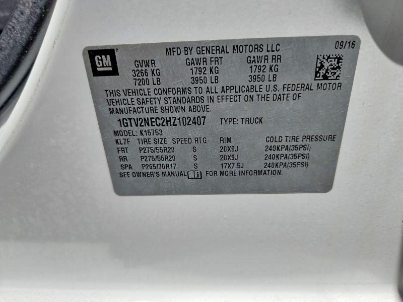 2017 Gmc Sierra მანქანა იყიდება აუქციონზე, vin: 1GTV2NEC2HZ102407, აუქციონის ნომერი: 60414056