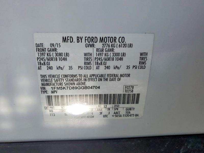 Продаж на аукціоні авто 2016 Ford Explorer, vin: 1FM5K7D89GGB04704, номер лоту: 59981566