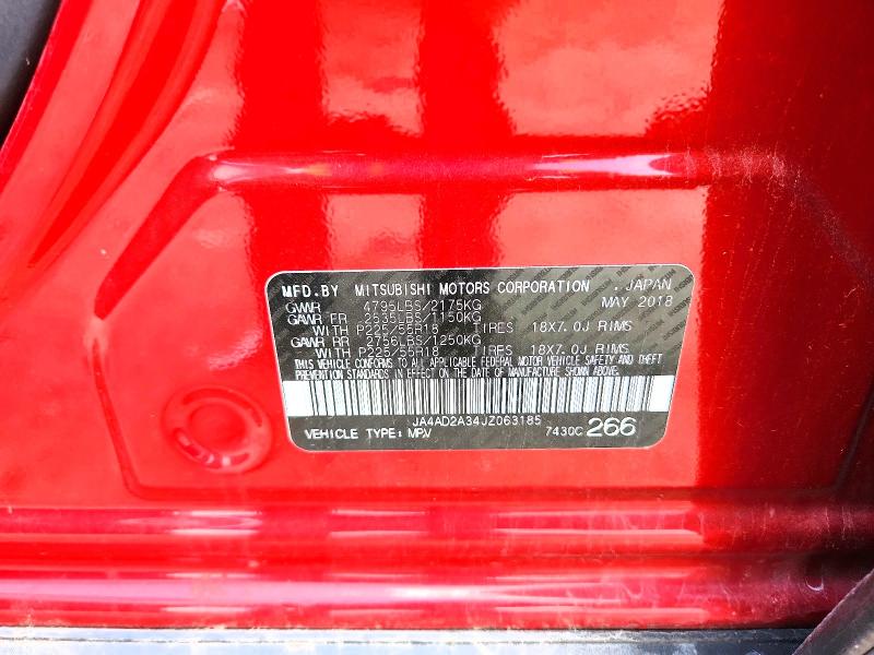2018 Mitsubishi Outlander მანქანა იყიდება აუქციონზე, vin: JA4AD2A34JZ063185, აუქციონის ნომერი: 59047196