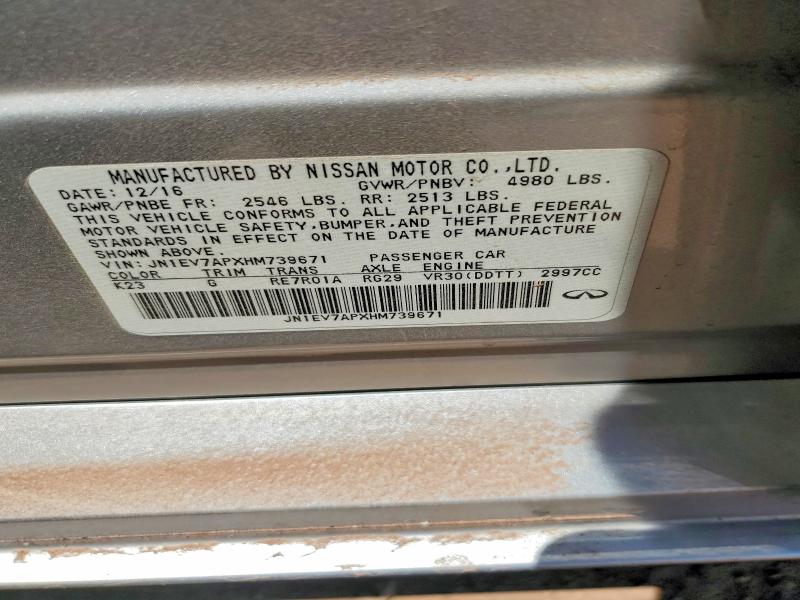 Aukcja sprzedaży 2017 Infiniti Q50, vin: JN1EV7APXHM739671, numer aukcji: 60981436
