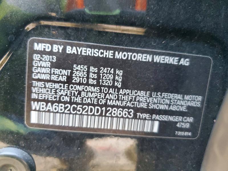 Продажа на аукционе авто 2013 Bmw 650, vin: WBA6B2C52DD128663, номер лота: 62619066