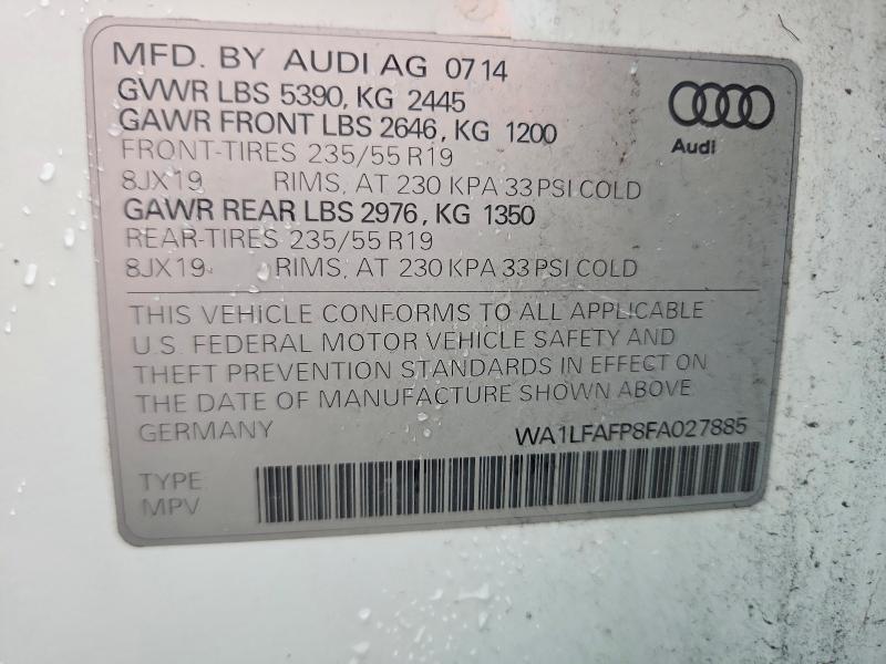 Aukcja sprzedaży 2015 Audi Q5, vin: WA1LFAFP8FA027885, numer aukcji: 60130526