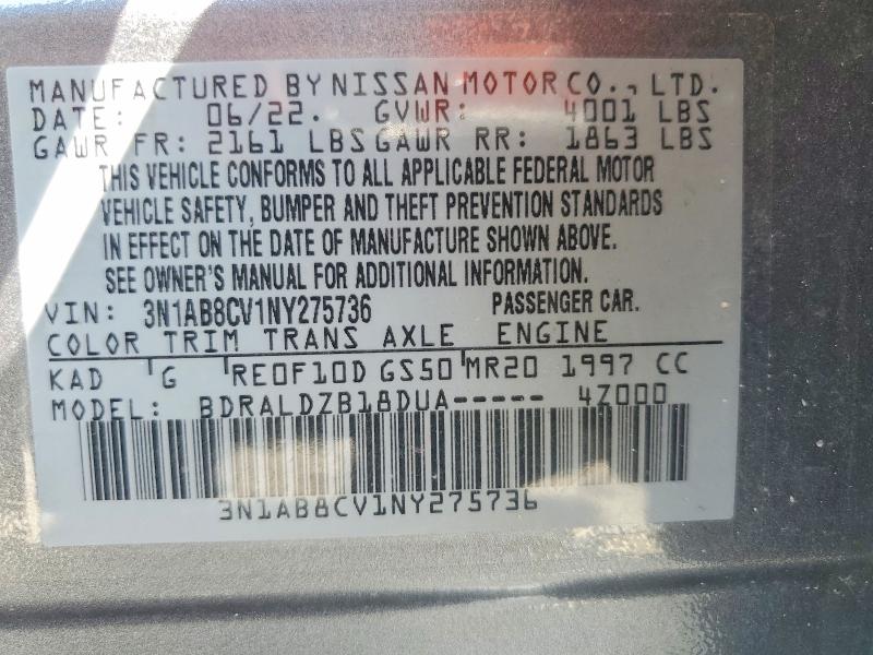 63500596 :رقم المزاد ، 3N1AB8CV1NY275736 vin ، 2022 Nissan Sentra مزاد بيع