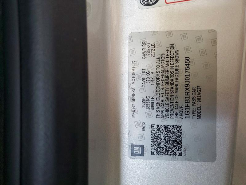59595956 :رقم المزاد ، 1G1FB1RX9J0175450 vin ، 2018 Chevrolet Camaro مزاد بيع