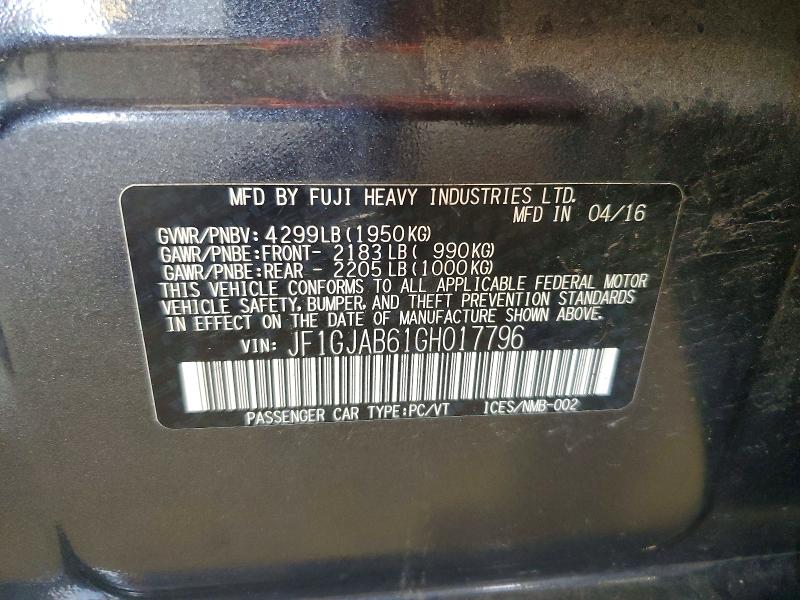 Продаж на аукціоні авто 2016 Subaru Impreza, vin: JF1GJAB61GH017796, номер лоту: 62057046