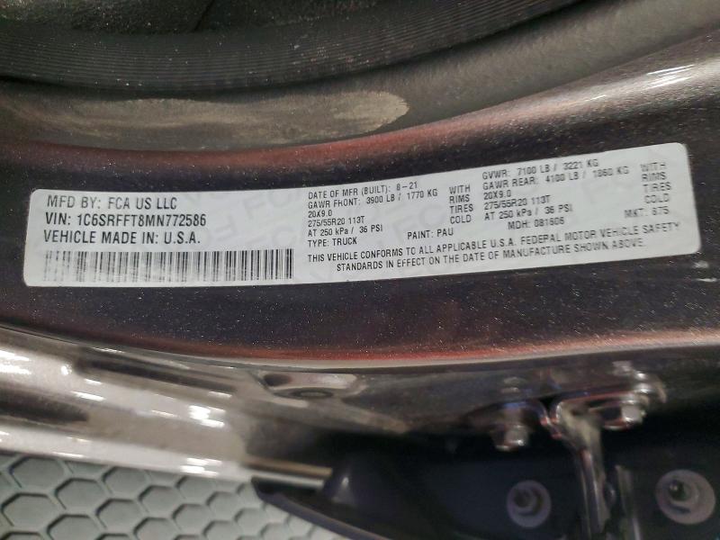 Продажа на аукционе авто 2021 Ram 1500, vin: 1C6SRFFT8MN772586, номер лота: 60763156