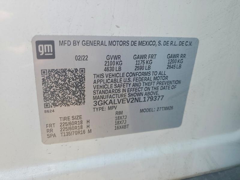 Aukcja sprzedaży 2022 Gmc Terrain, vin: 3GKALVEV2NL179377, numer aukcji: 85633415
