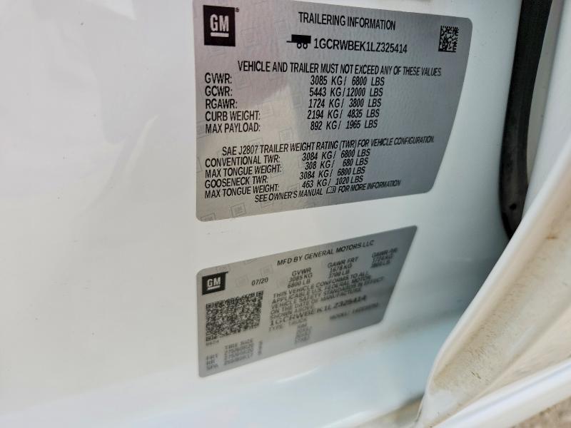 61321366 :رقم المزاد ، 1GCRWBEK1LZ325414 vin ، 2020 Chevrolet Silverado مزاد بيع