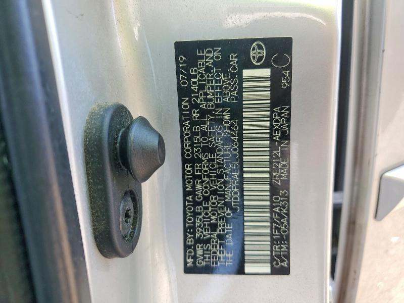 61051666 :رقم المزاد ، JTDDPRAE5LJ064464 vin ، 2020 Toyota Corolla مزاد بيع