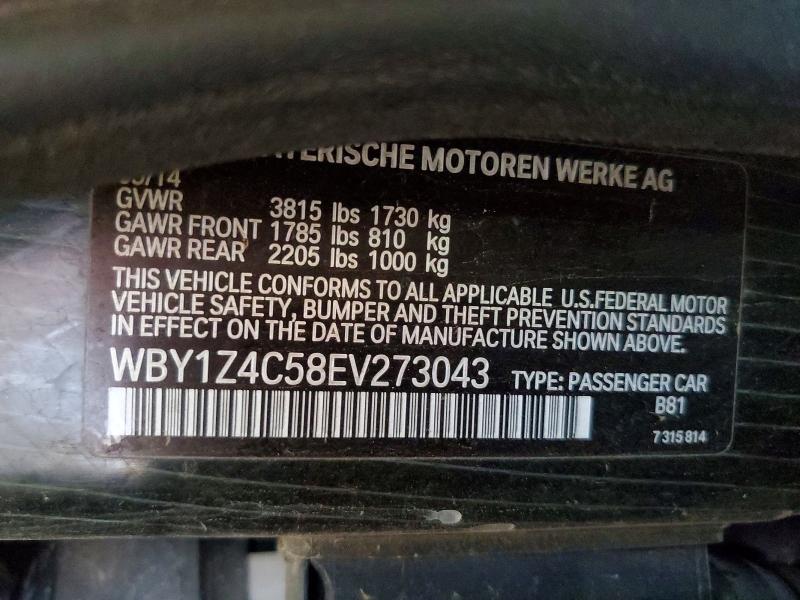 Aukcja sprzedaży 2014 Bmw I3, vin: WBY1Z4C58EV273043, numer aukcji: 60422096